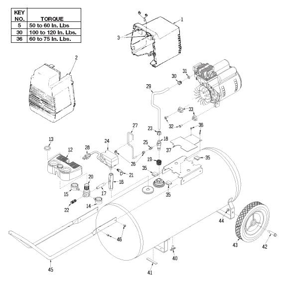 DEVILBISS MODEL 100E8AD-3 AIR COMPRESSOR BREAKDOWN